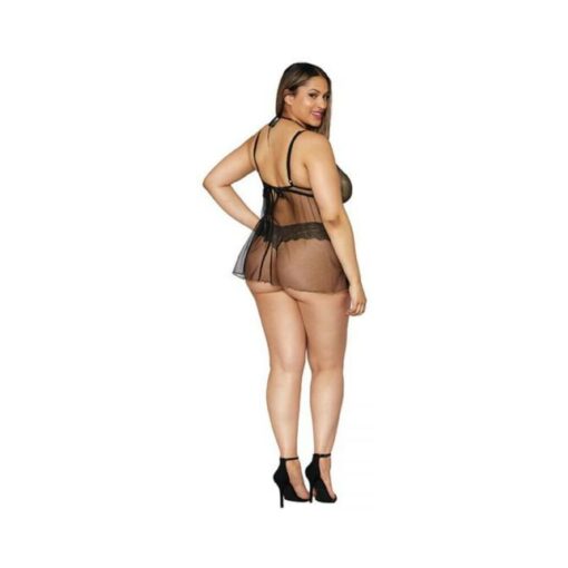 Gold Foil Babydoll Stretch Lace & Mesh Black/gold Q/s - Image 3