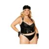 Dreamgirl Wetlook Fishnet Strappy Bustier & Thong Set Black 2xl Hanging