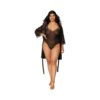 Dreamgirl Mesh Robe & Strappy Back Teddy With Lace Trim Black 1xl Hanging