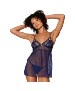 Dreamgirl Mesh Lace Babydoll & G-string Set Nocturnal O/s