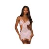 Dreamgirl Strappy Lace Garter Slip & G-string Pink O/s