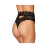 Dreamgirl High-waist Scallop Lace Panty With Keyhole Back Black M