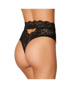 Dreamgirl High-waist Scallop Lace Panty With Keyhole Back Black M