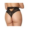 Dreamgirl High-waist Scallop Lace Panty With Keyhole Back Black 1xl