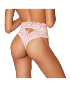 Dreamgirl High-waist Scallop Lace Panty With Keyhole Back Pink Xl