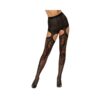 Dreamgirl Ornate Pattern Garter Pantyhose Black O/s