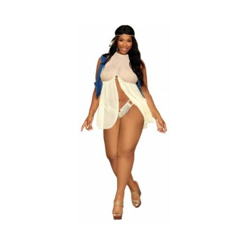 Polka Dot & Mesh Babydoll Daffodil Q/s - Image 3