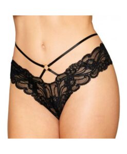 Alternative view of Cheeky Open Crotch Thong W/ Chains L/xl