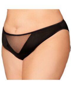 Alternative view of Heart Back Panty W/ Fringe Black 1x/2x