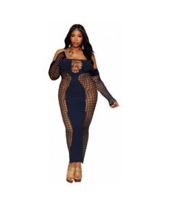 Bodystocking Gown W/ Opaque Front & Back Denim Q/s