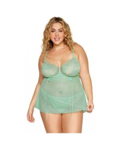 Alternative view of Eyelash Lace Babydoll Set Seafoam Osq