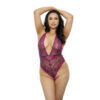 Two Tone Lacy Bodysuit Plus Size Fuchsia
