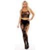 Sheer 2 Piece Fishnet Bodystocking Black O/S