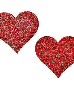 Heart Shaped Glitter Pasties Red O/S