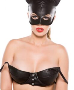 Alternative view of Black Faux Leather Cat Mask O/S