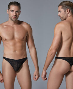 Luca Leopard Thong-Black S/M