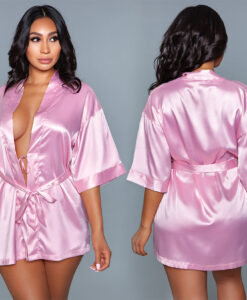 BeWicked Satin Robe-Pink X-Large