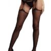 Suspender Rhinestone Pantyhose - Black