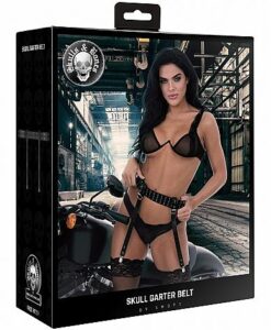 Alternative view of Ouch! Skulls & Bones Garter Belt With Skulls Black