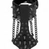 Ouch! Skulls & Bones Bracelet With Spikes And Chains Black