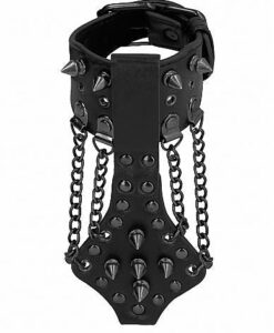 Ouch! Skulls & Bones Bracelet With Spikes And Chains Black