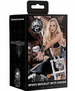Alternative view of Ouch! Skulls & Bones Bracelet With Spikes And Chains Black