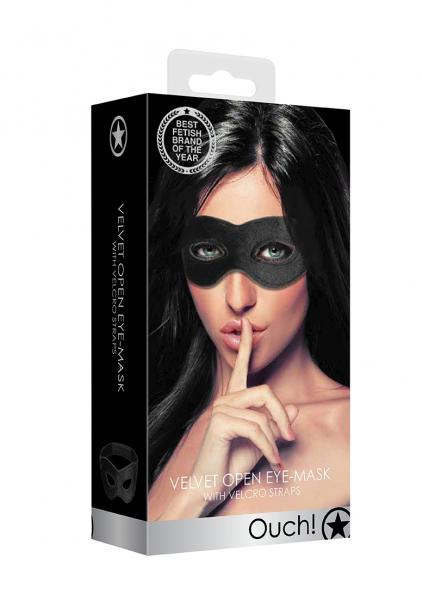 Velvet & Velcro Eye Mask Adjustable Black - Image 2
