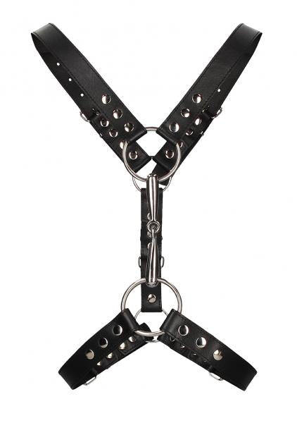 Men's Harness With Metal Bit - Black - Image 2