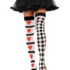 Harlequin Heart Thigh High Os Wht/red