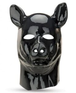 Prowler Red Latex Pig Hood Black