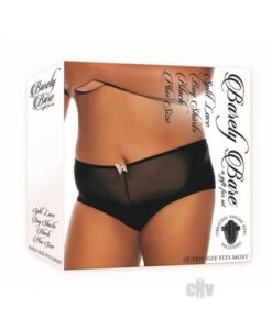 Barely B Split Lace Boy Shorts Ps Blk