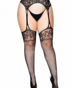 Rhinestone Stocking Garter 1x-2x Black