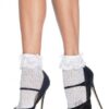 Crochet Lace Top Anklet Sock Os White