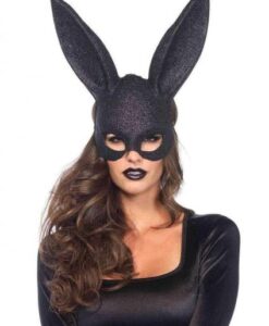 Glitter Masquerade Rabbit Mask 6bx Black