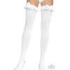 Nylon Over The Knee Ruffle Bow Os Wht