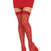 Heart Net Thigh High Os Red