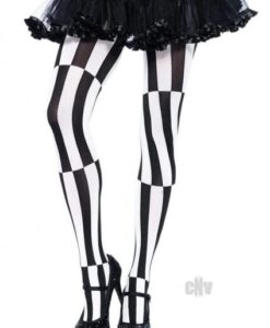 Woven Stripe Illusion Hose 1x-2x Blk/wht