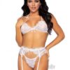 Rhinestone Eyelash Lace 3pc Lg Wht