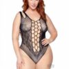 Seamless Bodysuit Cut Bottom 1x/2x Blk