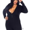 Brushed Romper Long John/flap 1x/2x Blk