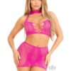 Dotted Net Lace Halter Mini Skirt Os Mag
