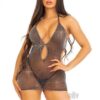 Shimmer Rhinestone Halter Dress Os Blk