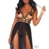 Cage Maxi Dress Gstring 2pc S/m Black
