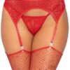 Rhinestone Garter Belt Os Red