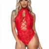 High Neck Teddy Thong Sm Red