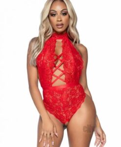 High Neck Teddy Thong Sm Red