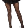 Love Struck Heart Net Tights Os Blk