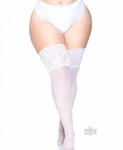 Lycra Stay Thigh High Lace Top Ps White