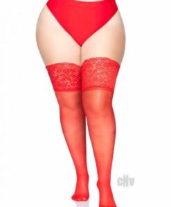 Lycra Stay Thigh High Lace Top Ps Red