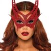 Glitter Devil Mask Os Red